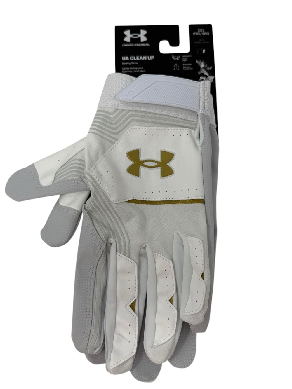 UNDER ARMOUR UA CLEAN UP Batting Glove Men’s Size 2XL White Gold NWT